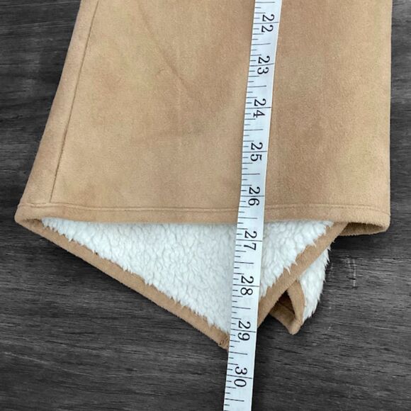 HAVE Flyaway Faux Fur Suede Women's Vest w Pockets in Camel Tan Small - Picture 8 of 12